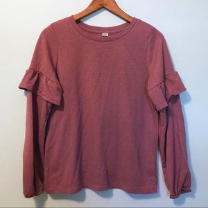 Old Navy Mauve Ruffle Sleeve Sweatshirt